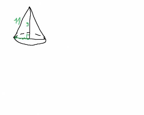 Высота конуса равна 9 см, а его образующая - 11 см. найти радиус основания конуса.