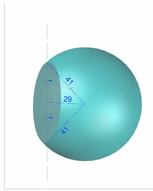 Найдите площадь сечения шара радиуса 41 см плоскостью проведенной на расстоянии 29 см от центра шара