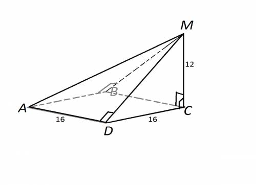 Основание пирамиды квадрат со стороной 16 метров , а две её боковые грани перпендикулярные к плоскос