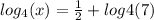 log_4(x)= \frac{1}{2}+log4(7)