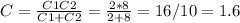 C= \frac{C1C2}{C1+C2} = \frac{2*8}{2+8} =16/10=1.6