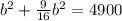 b^2+\frac{9}{16}b^2=4900