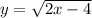 y=\sqrt{2x-4}