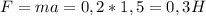 F=ma=0,2*1,5=0,3H