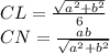 CL=\frac{\sqrt{a^2+b^2}}{6}\\ &#10;CN=\frac{ab}{\sqrt{a^2+b^2}}