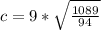 c=9*\sqrt{\frac{1089}{94}}