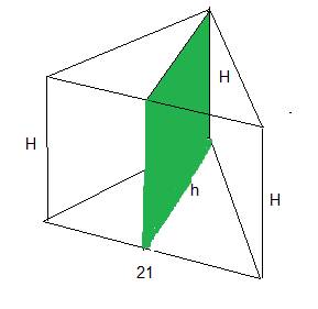 Впрямой треугольной призме стороны основания равны 10см,17см ,21 см, а высота призмы 18 см.найдите п