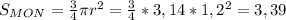 S_{MON} = \frac{3}{4} \pi r^{2} = \frac{3}{4}*3,14* 1,2^{2} = 3,39