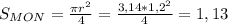 S_{MON} = \frac{\pi r^{2}}{4} = \frac{3,14* 1,2^{2} }{4} =1,13