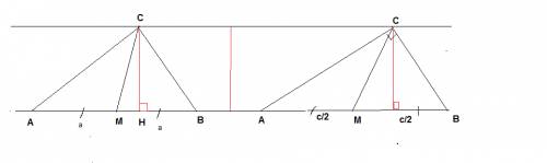 Медиана прямоугольного треугольника, проведенная к гипотинузе, разбивает его на два треугольника. до