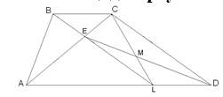 Втрапеции авсд на диагонали ас взята точка е такая что ве паралельно сд. докажите что площади треуго