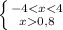 \left \{ {{-4<x<4}\atop {x0,8}} \right.