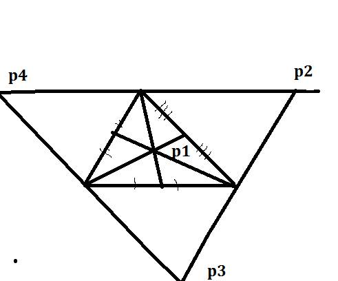 Дан треугольник abc. найдите все такие точки p, что площади треугольников abp, bcp и acp равны.