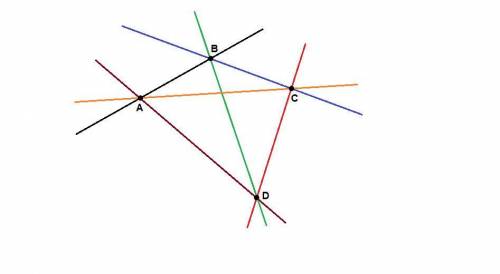 Отметьте на плоскости четыре точки так, чтобы никакие три не лежали на одной прямой . через каждую п