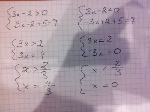 Подскажите как решить это уравнение i3x-2i+5=7