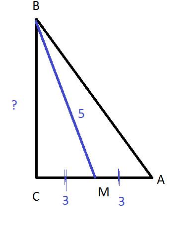 Катет прямокутного трикутника дорівнюе 6 см , а медіана проведена до нього 5 см . знайдіть гіпотенуз