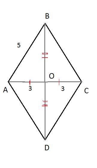 Найдите большую диагональ ромба,если сторона ромба и его меньшая диагональ равны относительно 5 и 6