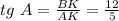 tg\,\, A= \frac{BK}{AK} = \frac{12}{5}