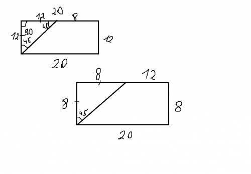 Биссектриса одного из углов прямоугольника делит одну из его сторон на два отрезка, длины которых 12