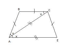 Вравнобедренной трапеции меньшее основание равно боковой стороне, а большее основание равно диагонал