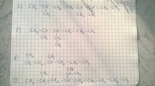 Напишите структурные формулы соединений по их названиям: а)2,5,6-триметилоктан б)2-метил-3-этилгекса