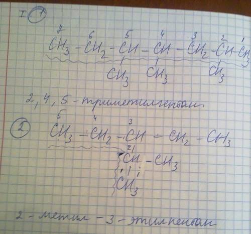 Написать номенклатуру 1)ch3-ch2-ch-ch-ch2-ch-ch3 | | | ch3 ch3 ch3 2)ch3-ch2-ch-ch2-ch3 | ch-ch3 | c