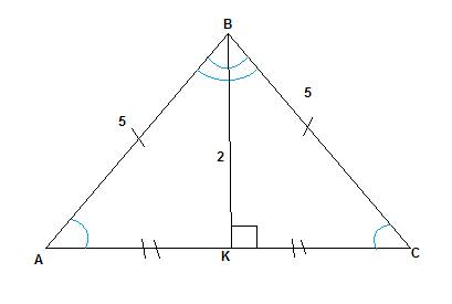 Найдите площадь равнобедренного треугольника по боковой стороне и высоте, опущенной на основание, ко