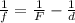 \frac{1}{f} = \frac{1}{F} -\frac{1}{d}