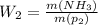 W_2 = \frac{m(NH_3)}{m(p_2)}