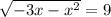 \dispaystyle \sqrt{-3x-x^2}=9