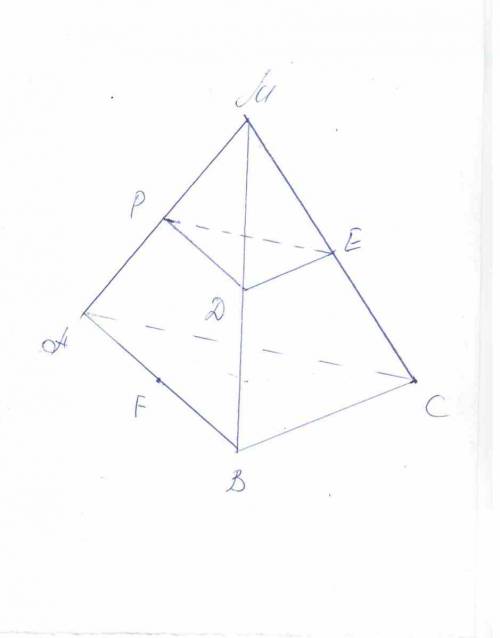 1. дано: mabc-тетраэдр, p принадлежит am, ac=cb=ab=am=mb=6, d принадлежит mb, e принадлежит mc, f пр