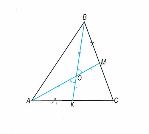 Две медианы в треугольнике равны будет ли треугольник равнобедренным( докажите или опровергнитe)