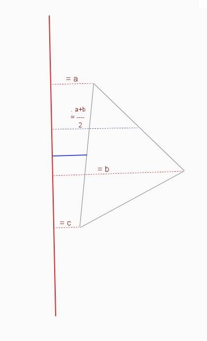 Сумма расстояний от вершин треугольника abc до прямой d равна 30 см. найдите расстояние от середин с
