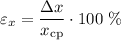 \varepsilon_{x} = \dfrac{\Delta x}{x_{\text{cp}}} \cdot 100 \ \%