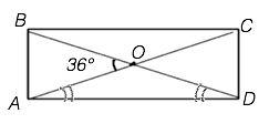 Дано: abcd- прямоугольник; угол aob=36 градусов. найти: угол cad и bdc.