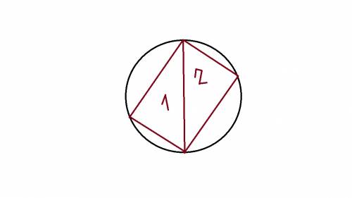 Вкруге радиусом 3 см нарисовать два треугольника с одной общей стороной.