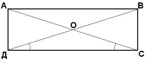 Диагональ делит угол прямоугольника в отношении 1: 8. найти углы между диагоналями прямоугольника.