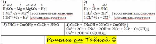 Составьте уравнение в соответствии со схемой превращений: h2so4 h2 hcl cu(oh)2 для уравнений 1 и 2 с