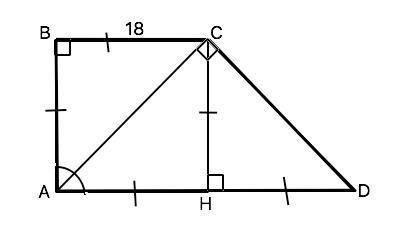 Диагональ ac прямоугольной трапеции abcd является биссектрисой прямого угла a и перпендикулярна боко