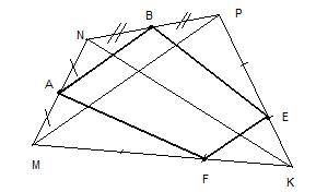 вас! дан четырёхугольник mnpk. a-середина стороны mn, b- середина стороны np. точка e принадлежит pk