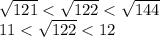 \sqrt{121}