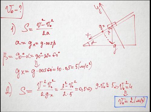 Нужно решить используя формулы из ! : определите начальную скорость бруска, если известно, что после