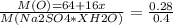 \frac{M(O)=64+16x}{M(Na2SO4*XH2O)} = \frac{0.28}{0.4}