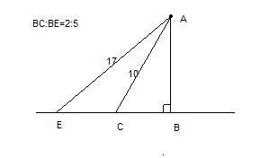 Из одной точки проведены перпендикуляр и две наклонные длиной 10 и 17см к данной прямой .проекции на