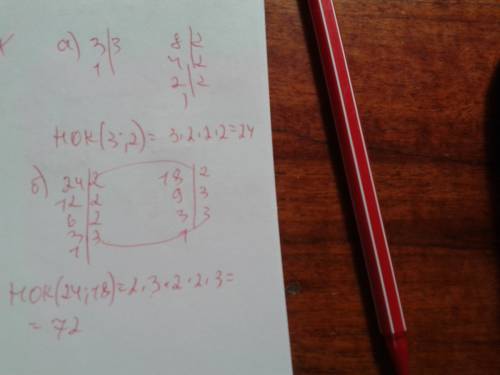 Найдите наименьшее общее кратное чисел: a) 3 и 8; б) 24 и 18; в) 80 и 120