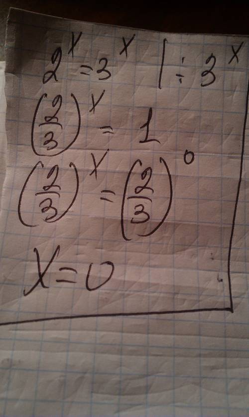 2в степени х = 3 в степени х. как это решить?