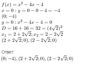 Найдите нули функции f(x)= x^2-4x-4=0