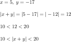 x=5,\; y=-17\\\\|x+y|=|5-17|=|-12|=12\\\\10
