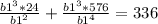 \frac{b1^3*24}{b1^2} + \frac{b1^3*576}{b1^4}=336