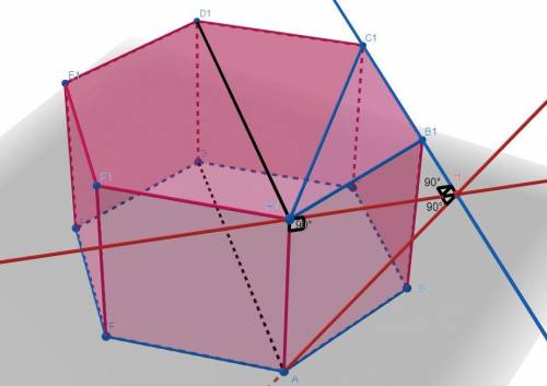 Вправильной шестиугольной призме abcdefa1b1c1d1e1f1 , все ребра равны. а) докажите, что прямые ad и